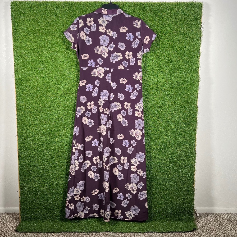 Jody California‎ Purple Floral Maxi Dress Tie Waist Made in USA Womens Medium